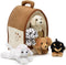 Plush Dog House with Five (5) Stuffed Animal Dogs (Dalmation, Yellow Lab, Rottweiler, Poodle, Cocker Spaniel)