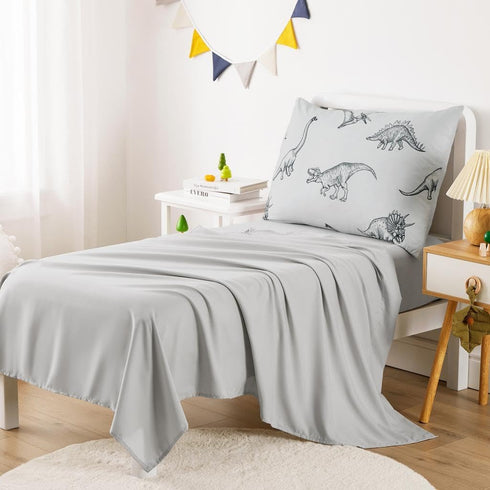 Set 4 Set Wake In Cloud - Dinosaur Toddler Bedding for Boys, Dinosaur Dino Sketch, Pieces Soft Crib Bed Including