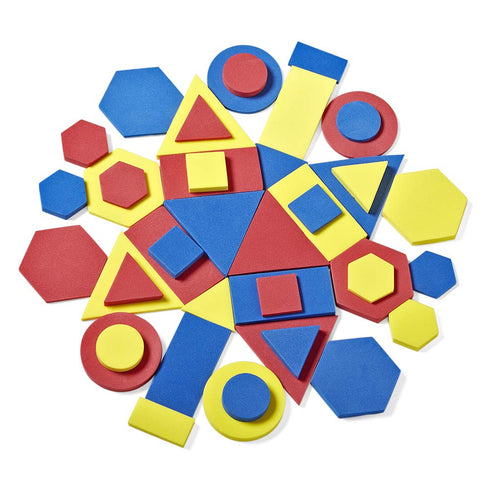 hand2mind Foam Attribute Blocks Student Kit, Geometry Set, Preschool Learning, Set of 60 Blocks