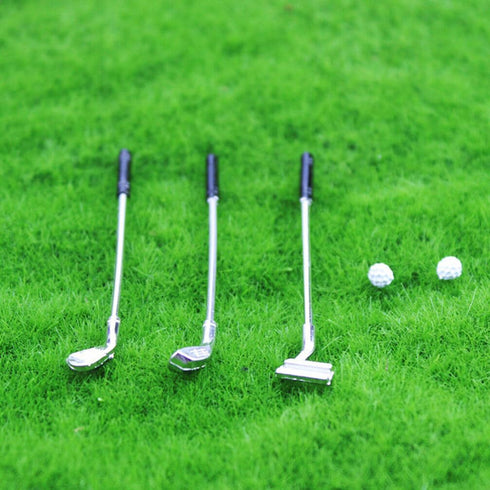 jojofuny Miniature Golf Club Balls Set, 1 Set of Dollhouse Golfing Club, Mini Golf Clubs for 1:12 Scale Dollhouse