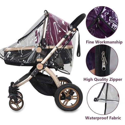 Summer Stroller Rain Cover, PVC Universal Clear Baby Travel Weather Shield for Waterproof Windproof Dustproof Pram