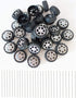 30 Pcs Plastic Roll 2mm Dia Shaft Toys Car Wheel with 15 Pcs Shaft Round Rod Axles for DIY Projects