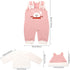 Baby Doll Clothes Handmade Pink Rabbit Top Jumpsuit with Cap Rompers Outfits for 14 to 16 Inch Doll Clothing Set