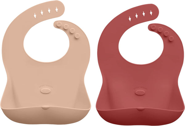 Abiie Ruby Wrapp Silicone Bibs for Babies with Front Pocket, Waterproof and Stain Resistant
