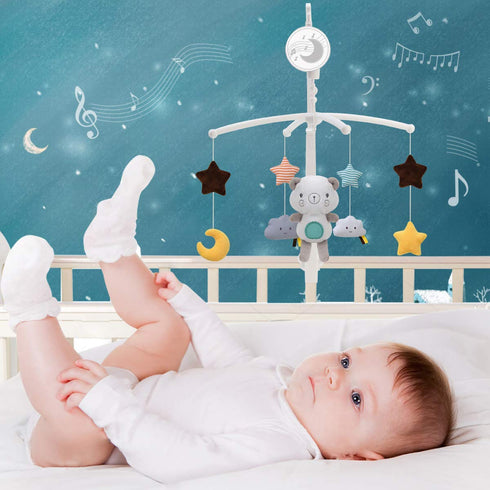 TuiVeSafu Baby Musical Crib Mobile with Hanging Rotating Toys,Infant Bed Decoration for Newborn Boys and Girls