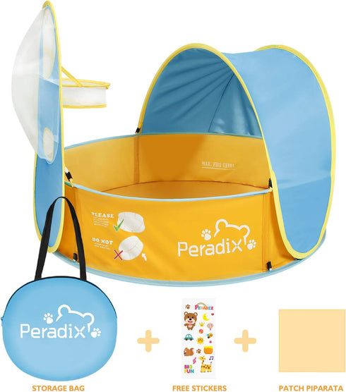 Peradix Paddling Pool for Kids & Pets, 3 in 1 Pop Up Wading Pool Tent with Basketball Hoop