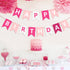 Pink Happy Birthday Banner Sign, Bunting Garland for Kids Girls Baby 1st Birthday Party Decorations