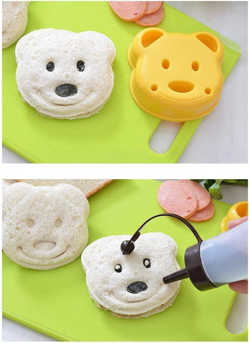 13 Set Leking Pcs Wooden Kids Kitchen Knife, Kids Knife with Gloves Cutting Board Bear Sandwich Cutter Fruit Vegetable