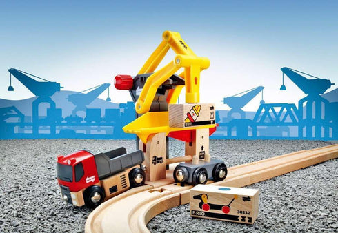 BRIO World 33280 Freight Goods Station | Versatile Toy Train Set for Kids, Sustainable Wood Construction