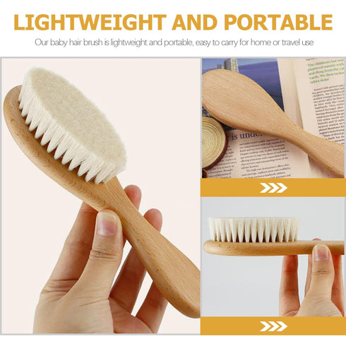LIFKOME 1 Set Baby Hair Brush and Comb Wool Brush for Newborn Toddler Soft Hair Comb for Infants