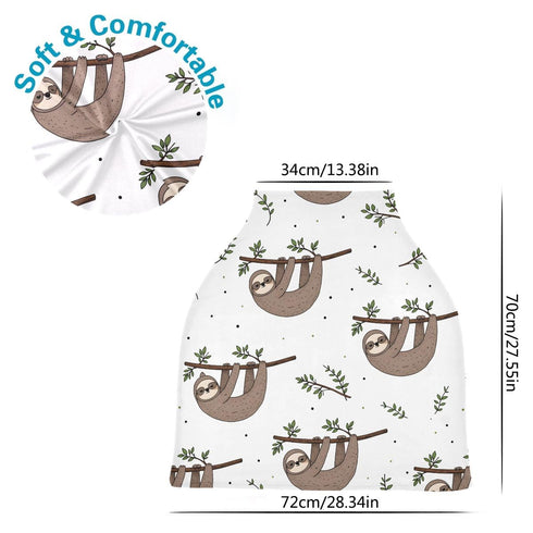 SUABO Nursing Cover Breastfeeding Scarf, Cute Doodle Sloth Car Seat Covers for Babies Infant, Stroller Cover, Carseat