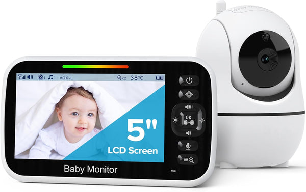 GoodBaby Baby Monitor with Camera and Audio - No WiFi, Remote Pan-Tilt-Zoom, Night