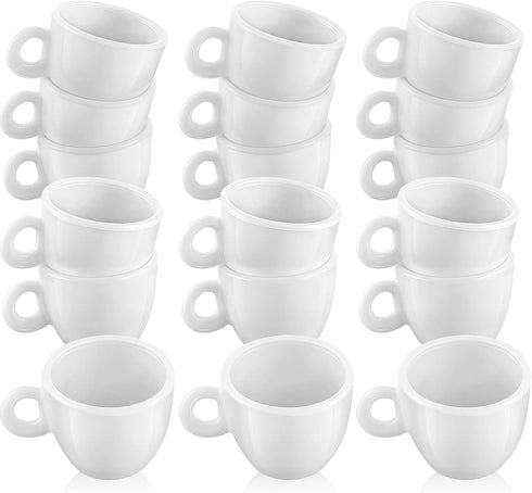 Mini Coffee Cups - White Plastic Tea Cup Dollhouse Accessories for Pretend Afternoon Tea, 30 Pieces