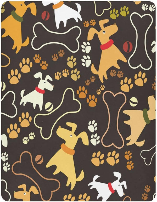 ATTX Fitted Crib Sheet Cute Cartoon Dog Paw Bone Baby Sheets for