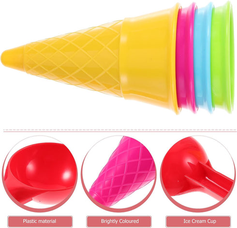 Toyvian Kids Beach Toys Ice Cream Cone Scoop Model Play Toys, 5 Pieces for Outdoor Fun (Random Color)