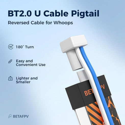BETAFPV 6pcs BT2.0 U Cable Pigtail with 40mm 22AWG Male Connector, 180° U-Shaped, Ultra Light Cable for 1S FPV Micro Whoop Drone Quadcopters like Cetus Meteor Series Drones with BT2.0 Connector by BETAFPV