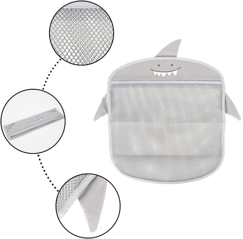 Mesh Bath Toy Storage, Bath Toy Holder and Organizer Bag for Kids & Baby, Compatible with Bath Toy Storage, Shark Design