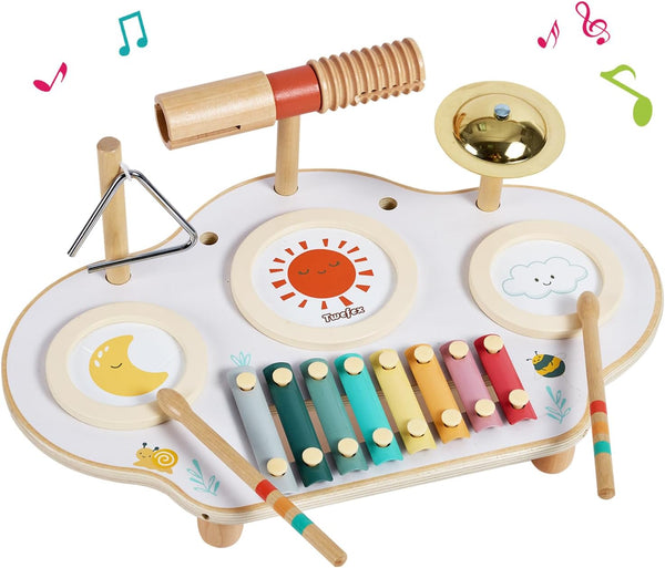 Kids Drum Set - 9 in 1 Baby Drum Set for Toddlers, Montessori Musical Instruments Toy, Wooden Xylophone for Boys & Girls