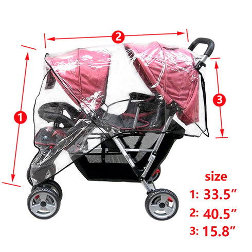 Weather Shield Double Popular Universal Size Baby Rain Cover/Wind Shield for Swivel Wheel Stroller (Black)