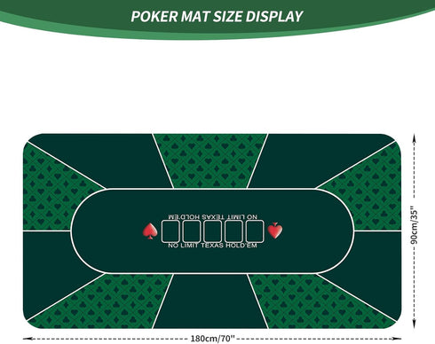 70 35 Inch nuveti x Texas Hold'em Poker Mat Portable Rubber Poker Table Top Water Waterproof, Noise Reduction Poker