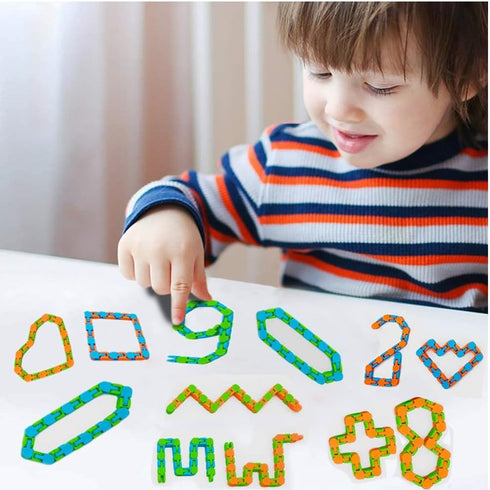 Nasdict 60 Pcs Wacky Tracks Snap Click Toys for Party Favors, Snake Puzzles Fidget Bulk Toys for School Classroom