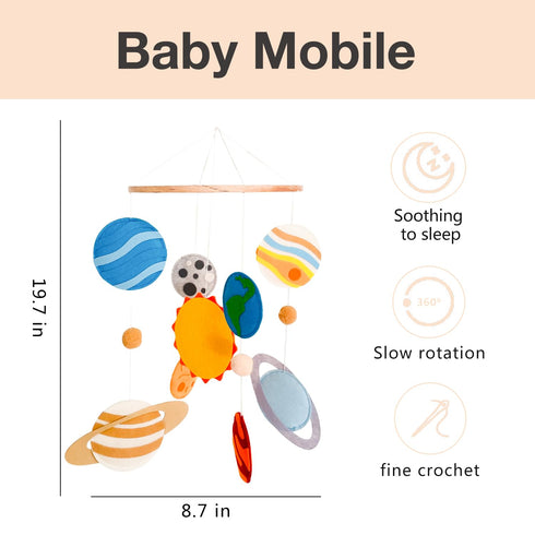 Solar System Mobile for Crib, Space Mobile Planet Mobile for Boys Girls, Baby Crib Mobile Nursery Mobile for Kids