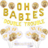 JOYMEMO Twins Baby Shower Decorations Set, Gold Theme, Double Trouble Banner, OH BABIES Balloons