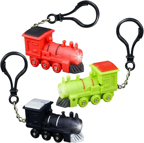ArtCreativity Light-Up Train Backpack Clips with LEDs and Sounds, Set of 3,