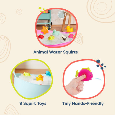 B. toys Animal Bath Squirts - 9 Water Squirts for Baby Bath, Water Play Tub Toys for Babies 10 Months +