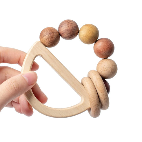 Baby Rattles 0-6 months Wooden Toys for Babies 6-12 Months Montessori Wood Color Baby Rings for Newborn 0 3 6 12 Month Toddler Toys 1-3
