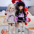 New 1/6, 1/4, 1/3 BJD Doll Clothes Cute Cat Sweater Hoodie Jacket for Big Dolls (Black-Purple, 1/6)