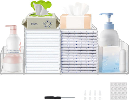 Acrylic Diaper Caddy, Changing Table Organizer for Diapers, Wipes, and Baby Stuff