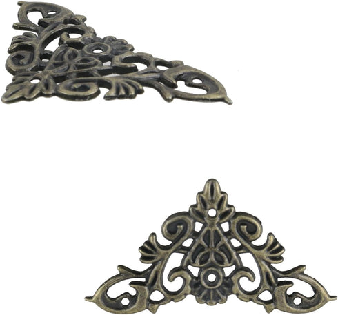 Geesatis 20-Pack Antique Bronze Corner Protectors - Decorative Edge Guards for Photo, Books, Jewelry Boxes
