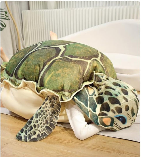 CARTBAE Turtle Shell Stuffed Animal - Soft and Comfortable Tortoise Plush Pillow, Creative Turtle Costume Plush Toy