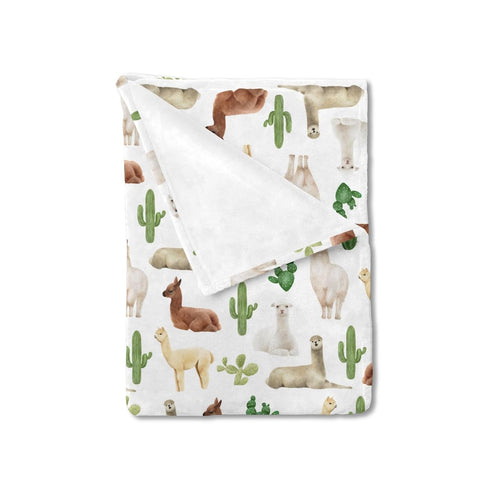 Watercolor Llama Alpacas Cactus Baby Blanket for Boy Girl, Soft Receiving Blanket, 30x40, Desert Animal