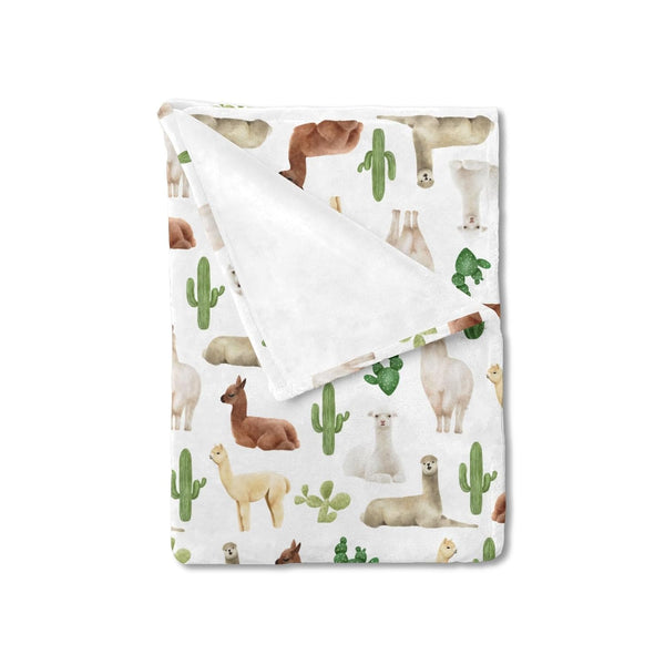 Watercolor Llama Alpacas Cactus Baby Blanket for Boy Girl, Soft Receiving Blanket, 30x40, Desert Animal
