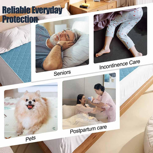 QNZKIOXV 59"*78" Reusable Cotton Top Underpad for Adults,Elderly Bedridden Patients(Blue, ),Washable Waterproof