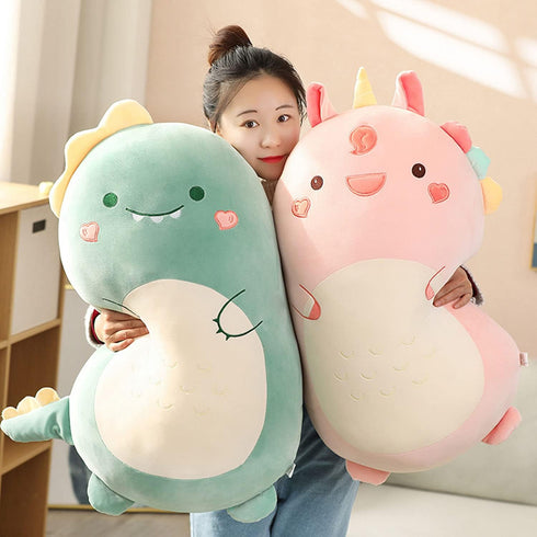 Cute Dinosaur Plush Hugging Pillow, Soft Stuffed Animal Throw Pillow, Cartoon Plushie Sleeping Pillow for Kids