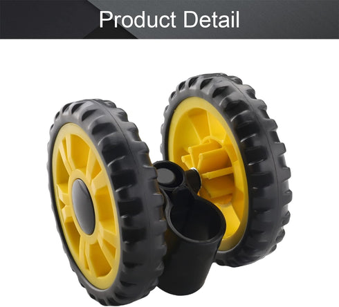 MroMax 1Pc Stroller Wheel Set, 4.13 Inch Swivel Wheel 105mm x 21mm for 19mm Circular Pipes, Black & Yellow Replacement