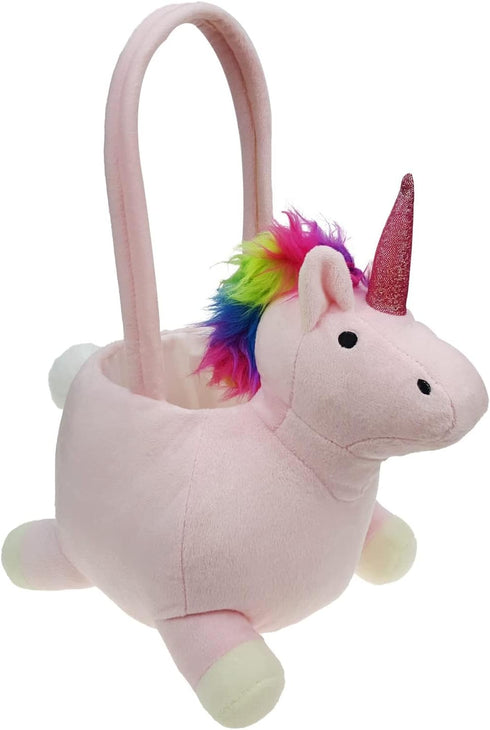 DearSun 3D Unicorn Plush Basket, Halloween Trick or Treat Baskets, Cute Candy Bucket for Kids Gift Decoration