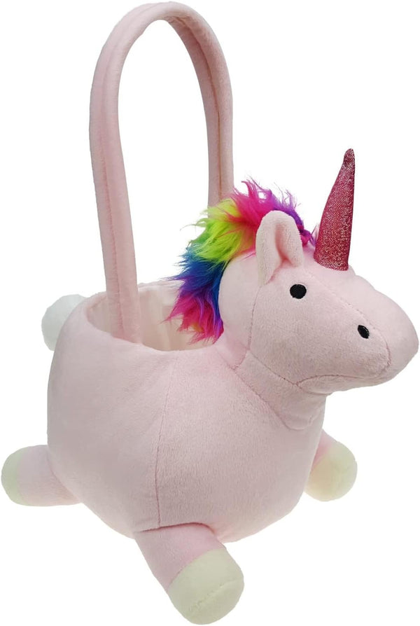 DearSun 3D Unicorn Plush Basket, Halloween Trick or Treat Baskets, Cute Candy Bucket for Kids Gift Decoration