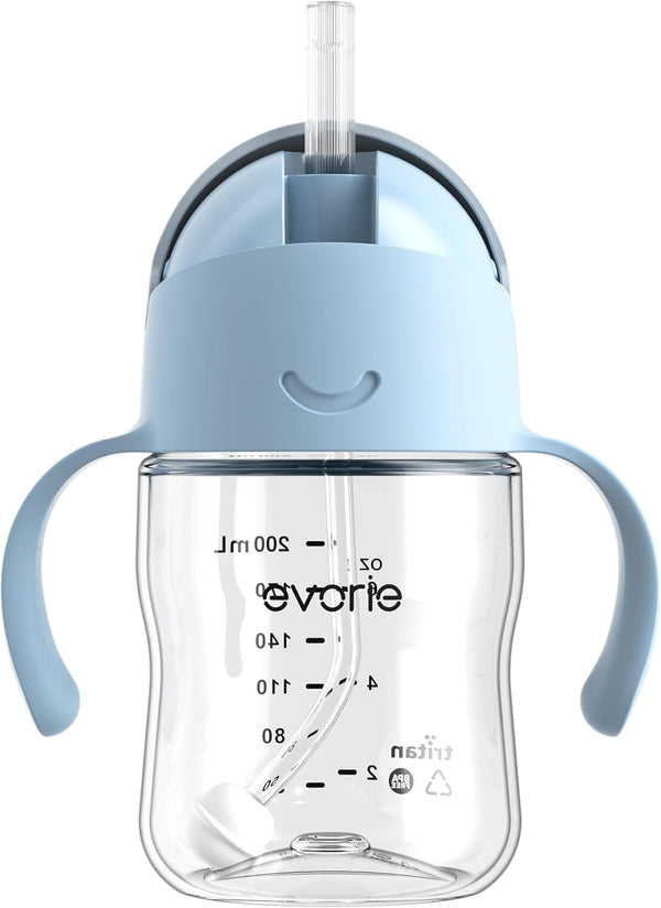 Evorie Tritan Weighted Straw Sippy Cup with Handles for Baby and Toddlers,