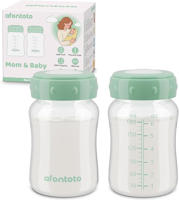 Breastmilk Storage Bottle Compatible with Spectra S1/S2/SG/9Plus /Motif Luna Flange, 6oz Wide-Neck
