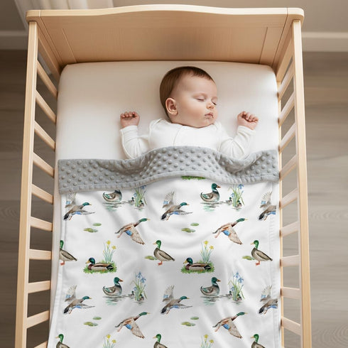 FIGEPO 2 Pack (30"X40") 2) Mallard Duck Baby Blanket for Baby Boys or Girls Soft Breathable Gender Neutral Double Layer