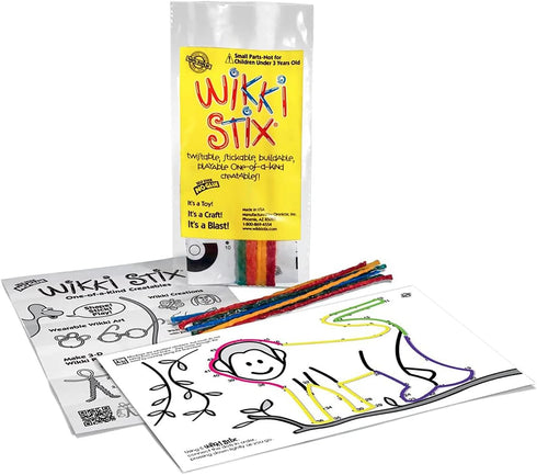 WIKKI STIX Animal Activity Pak, 12 Zoo Animals with Hands-on Activity, Made in The USA