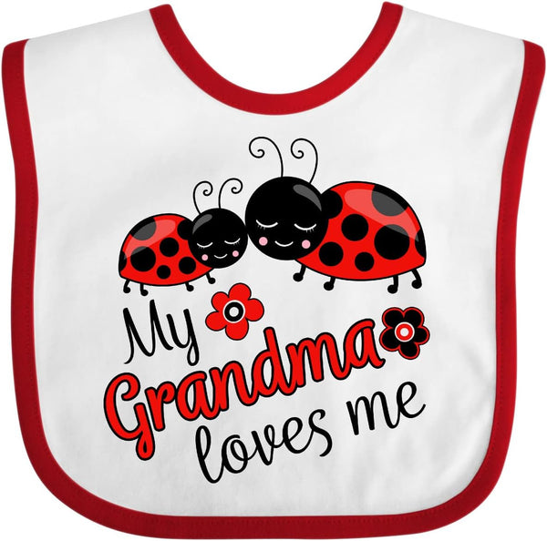inktastic My Grandma Loves Me - Cute Ladybugs Baby Bib for Special Moments