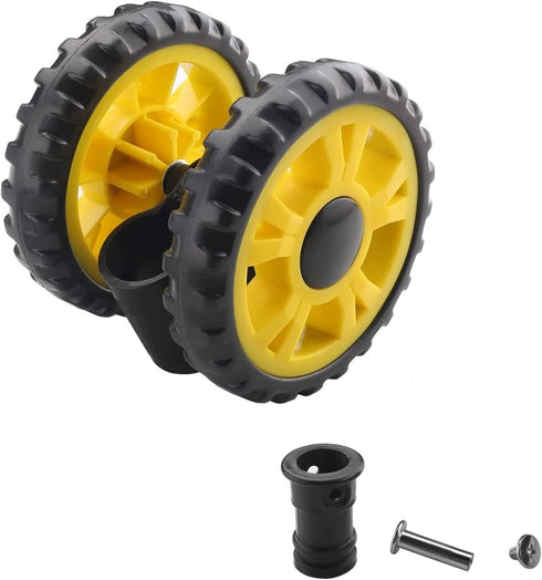 MroMax 1Pc Stroller Wheel Set, 4.13 Inch Swivel Wheel 105mm x 21mm for 19mm Circular Pipes, Black & Yellow Replacement