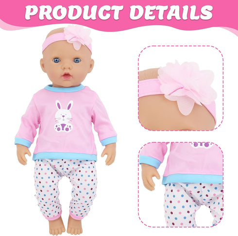 4 Sets Baby Doll Clothes for 14-18 Inch Dolls, Fashion Clothes Dresses and Accessories for New Born Baby Dolls