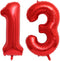 40 Inch Red 13 Number Balloons, Giant 13 or 31 Balloons for Birthday Anniversary Party Decorations