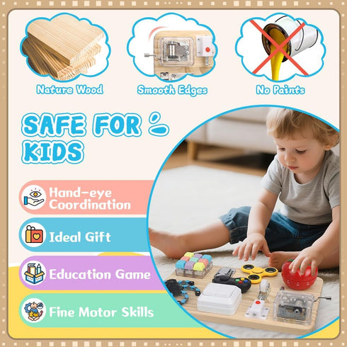 LNCOJOLM 3 4 5, Busy Board for Toddler Kid Early Development, Fidget Sensory Learning Motor Skills Montessori Toy